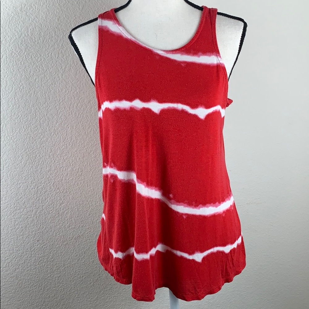 Pink Republic sleeveless red/white tie dye top